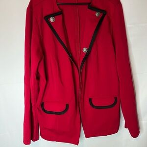 Torrid Scarlet Blazer with Ebony Trim and Metallic Buttons